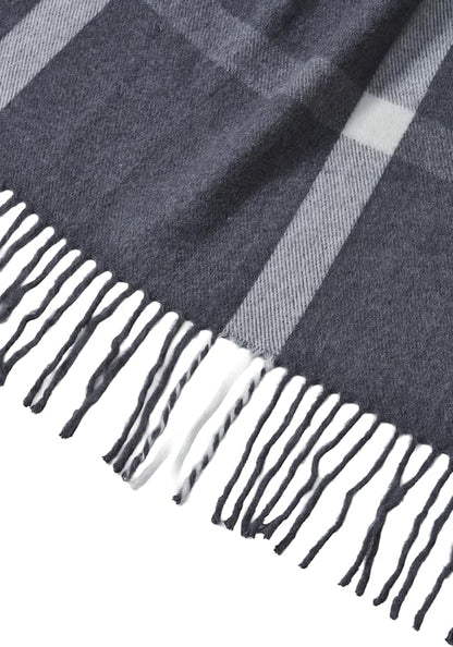 Arus Acrylic Highlands Collection Queen Size Tartan Plaid Design Throw Blanket Gray Plaid, 60x80 inches