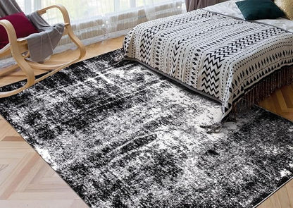 Keen Home Design Area Rugs - 48"x72" Non-Shedding, Thick Pile Abstract Rugs for Kitchen, Living Room, Bedroom, Dining Room, Entryway - Size: 4' x 6', Abstract Black