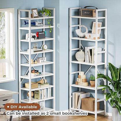 SUPERJARE Triple Bookshelf, Bookcase with 11 Open Display Shelves, Wide Book Shelf Book Case for Home & Office, 5 Tier, White
