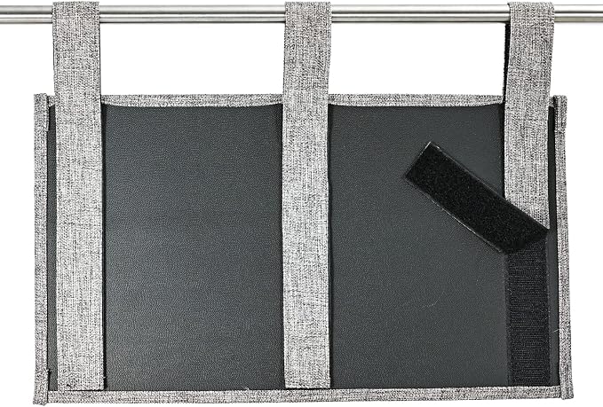 Zafit Linen Bedside Caddy, Bedside Storage Organizer for Hospital Beds, College Dorm Rooms or Baby Bed (6 Pockets-Grey)