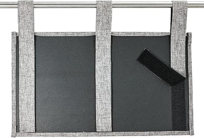 Zafit Linen Bedside Caddy, Bedside Storage Organizer for Hospital Beds, College Dorm Rooms or Baby Bed (6 Pockets-Grey)