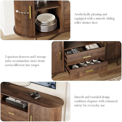 60" Sideboard Buffet Cabinet with Storage, Sliding Door & Adjustable Shelf, Modern Accent Sideboard Coffee Bar Console Table for Kitchen, Entryway and Living Room