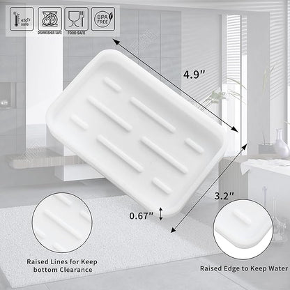 MicoYang Silicone Kitchen Sink Organizer Tray for Multiple Usage,Easy Clean Sponges Holder for Kitchen Bathroom Counter or Sink,Dish Soap Dispenser,Scrubber,Bottle,Cup White 4.9”x 3.2”