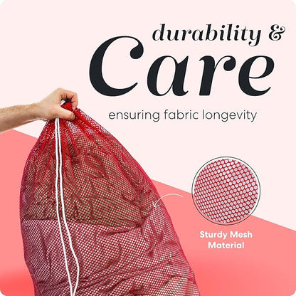 Handy Laundry Mesh XL Laundry Bag, 24" x 36" Heavy Duty, Durable Drawstring Closure, Machine Washable, Large Capacity for Delicates, Travel, College Dorm, Apartment, Red