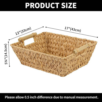 GRANNY SAYS 2-Pack Wicker Storage Baskets, Wicker Baskets for Organizing, Large Basket with Handles, Waterproof Woven Basket, Storage Baskets for Shelves