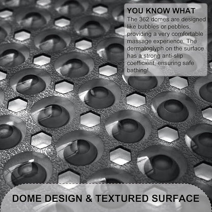 TEESHLY Bath Tub and Shower Mats, Non Slip 40 x 16 Inch Extra Large Bathtub Mat, Machine Washable Bathmat with Drain Holes, Suction Cups for Bathroom Floor, Clear Black
