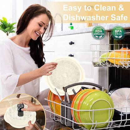 Chicken Shredder Tool Twist Large Chicken Breast Shredder with Brush&Fork, Visible Meat Shredder Machine, Strong Anti-Slip Strip, Ergonomic Handle, BPA Free, Suitable for Pork Beef Chicken (White)