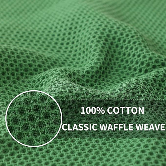 Homaxy 100% Cotton Waffle Weave Kitchen Dish Cloths, Ultra Soft Absorbent Quick Drying Dish Towels, 12 x 12 Inches, 18-Pack, Grass Green