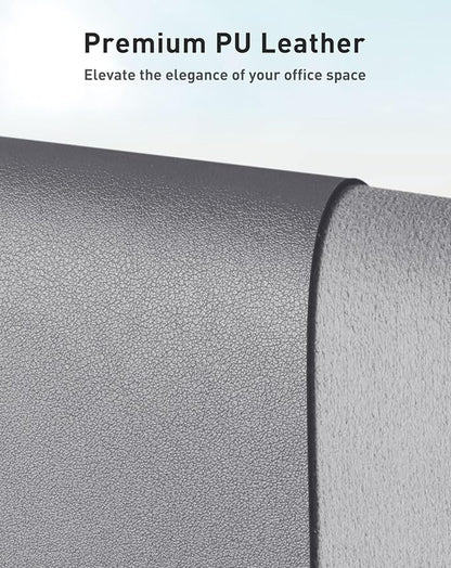 Aothia Faux Leather Desk Mat - Large Mouse Pad, Non-Slip PU Leather Blotter, Waterproof Writing Surface for Office and Home (Light Grey, 40" x 24")
