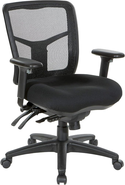 Office Star ProGrid Breathable Mesh Manager's Office Chair with Adjustable Seat Height, Multi-Function Tilt Control and Seat Slider, Mid Back, Coal FreeFlex Fabric