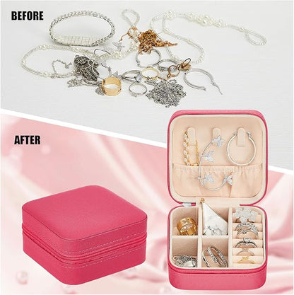 Taiyin 12 Pcs Travel Jewelry Case Box Bridesmaid Gifts Bulk Travel Jewelry Cases Boxes Small Jewels Organizers Mini Accessories Ornaments Storage for Women Girls Wedding Gifts (Rose Red)