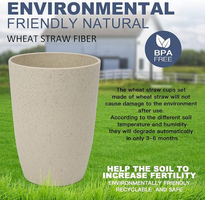 Wrova Wheat Straw Cups 6 PCS Good Alternative to Plastic Reusable Cups 12 oz Unbreakable Drinking Cup Reusable Dishwasher Safe Water Plastic Glasses with 6 Colors