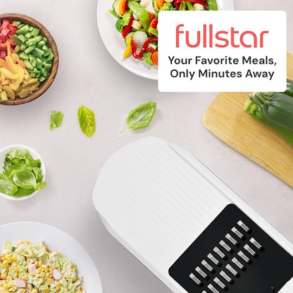 Fullstar Core Vegetable Chopper - Chop and Slice Lid - Food Chopper with Container, Veggie Chopper, Fruit Slicer, Onion Dicer - Meal Prep Essential - Kitchen Gadgets and Gifts (6-in-1, Full White)