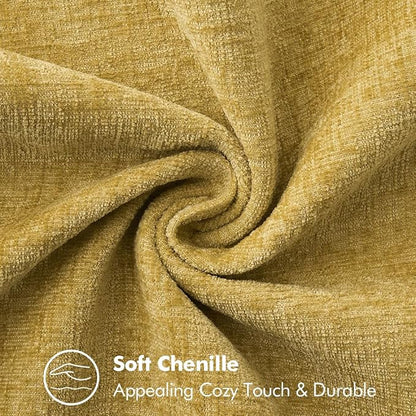 MIULEE Pack of 2 Lumbar Throw Pillow Covers 12x20 Inch Mustard Yellow Farmhouse Decorative Pillow Covers with Stitched Edge Soft Chenille Solid Dyed Pillow Covers for Couch Sofa Bed Living Room