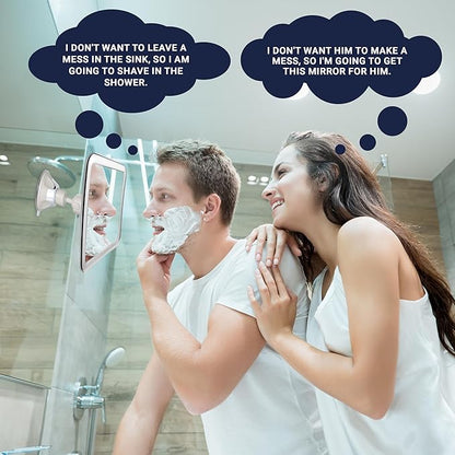 MIRRORVANA Fogless Shower Mirror for Shaving with Upgraded Suction-Cup, 1X Magnifying, 6.3 x 6.3 Inch (Chrome Frame, Grey Suction)