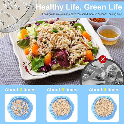 Chicken Shredder Tool Twist Large Chicken Breast Shredder with Brush&Fork, Visible Meat Shredder Machine, Strong Anti-Slip Strip, Ergonomic Handle, BPA Free, Suitable for Pork Beef Chicken(Sky Blue)