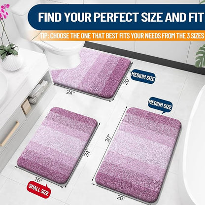 OLANLY Bathroom Rugs Mat 34x21, Extra Soft Absorbent Microfiber Bath Rugs, Rubber Backing, Quick Dry, Washable Bath Mats for Bathroom Floor, Tub and Shower, Home Decor Accessories, Pinkish-Purple