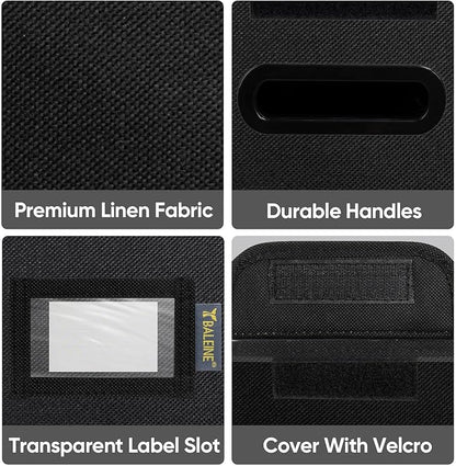 BALEINE File Organizer Box with Lid, Collapsible File Folder Organizer with Plastic Slide, Hanging File Folder Box for Office Document Storage (1 Pack, Black, S)