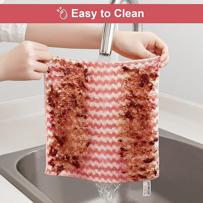 JOYMOOP Microfiber Cleaning Cloth, Mixed Color Towels with Edging, Medium-Small Size 8 Pack (9.8" x 11.8"), Absorbent Streak Free Lint Free Rags for Cleaning, Reusable and Washable Towels