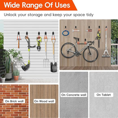 Donext Garage Hooks 6 Pack Heavy Duty Steel Utility Hooks for Hanging, Wall Mount Garage Storage Hooks for Tools, Ladders, Hanging Bikes, Bulky Items, Orange