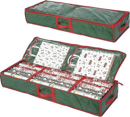 Sattiyrch Underbed Gift Wrap Organizer,Gift Wrapping Paper Storage Container,Holds up to 20 Rolls,41"W x 14"D x 5.5"H (Green)
