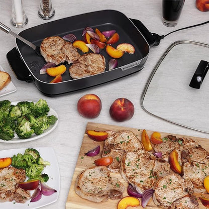 Presto 06858 16-Inch Slimline Electric Skillet with Glass Cover - Nonstick, Adjustable Temperature, Black