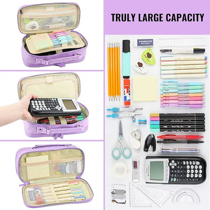 JOINPRO Pencil Case, Large Capacity Pencil Case Organizer; Double Zipper Storage Bag; Big Pencil Pouch for College School Office Teen Girl Boy Men Women Adult
