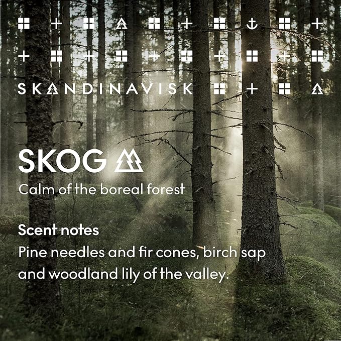 Skandinavisk Skog 'Forest' Mini Scented Candle. Fragrance Notes: Pine Needles and Fir Cones, Birch Sap and Lily of The Valley. 2.3 oz.