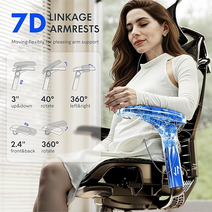 FLEXISPOT ErgoX-PRO Ergonomic Office Chair with Footrest Black – AeroWeave 5.0 Mesh Seat, 5D Lumbar, 7D Armrests, 4D Headrest, 551LBS Capacity – Office, Gaming, Home