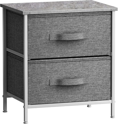 Sorbus Nightstand with 2 Drawers - Bedside Furniture End Table Night Stand with Steel Frame, Wood Top & Easy Pull Fabric Bins - Small Dresser & Chest for Home, Bedroom Accessories & Office