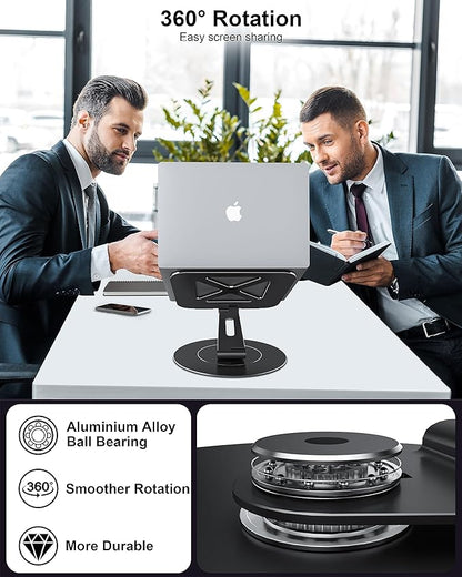 LOXP Ultra-Stable Laptop Stand for Desk with Larger Base, Desktop Organizer, Military-Grade Aluminum Anti-Loosening Structure - Height Adjustable Lectern Stand Suitable for 10-17.3 inch