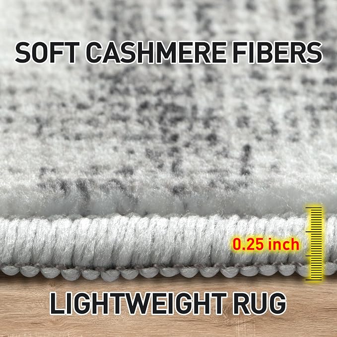 10x14 Area Rugs Washable Rug: Modern Abstract Living Room Rug Soft Anti-Skid Thin Carpet Indoor Floor Non-Shedding Carpets for Bedroom Dining Room Farmhouse Nursery Home Office Black Grey