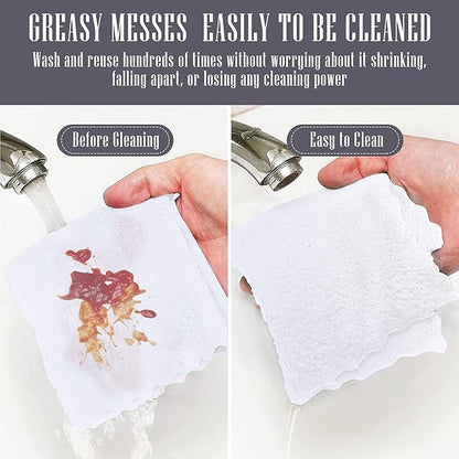 Sunny zzzZZ 24 Pack Kitchen Dishcloths - Does Not Shed Fluff - Reusable Dish Towels, Dish Cloths, Super Absorbent Coral Fleece Cleaning Cloths, Nonstick Oil Washable Fast Drying, 7 x 9 Inch (White)
