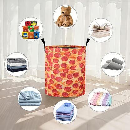 Pizza Texture Laundry Basket Laundry Hamper With Handles Collapsible Laundry Baskets Storage Basket For Room Bathroom Bedroom Decor