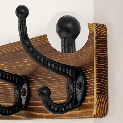 WEBI Rustic Coat Rack Wall Mount,24" Long 6 Cast Iron Coat Hooks Wall Mounted,Heavy Duty Wood Wall Coat Hanger Hooks for Hanging Coats,Jacket,Clothes,Backpack,Farmhouse,Brown