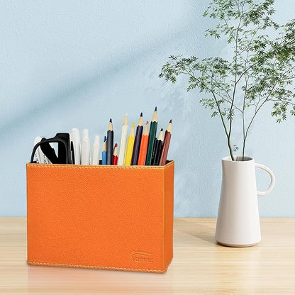 Pen Pencil Holder Cup Container PU Leather Desk Organizer Stand Decor Brush Scissor Decoration Office Home School