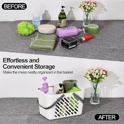 Vababa 4 Pack Portable Shower Caddy, Plastic Caddy Organizer with Handle, Portable Shower Caddy Tote Organizer Basket for Bathroom Kitchen Dorm Room, White