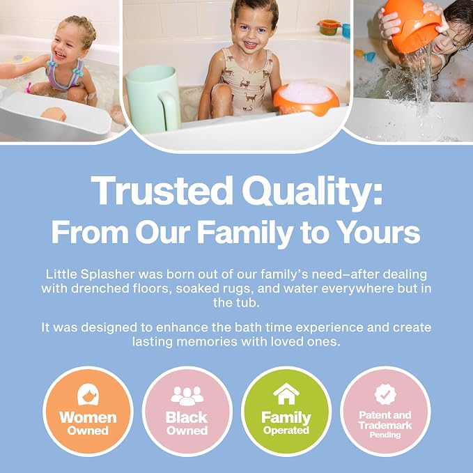 Little Splasher Original PlayPad, Bathtub Splash Guard Play Shelf - Toy Tray Caddy Holder Storage - Suction Cups Attach to Bath Tub - No Mess Water Spill in Bathroom for Toddlers Kids Baby (White)
