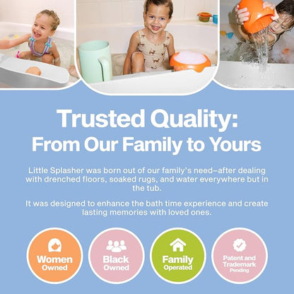 Little Splasher Original PlayPad, Bathtub Splash Guard Play Shelf - Toy Tray Caddy Holder Storage - Suction Cups Attach to Bath Tub - No Mess Water Spill in Bathroom for Toddlers Kids Baby (White)