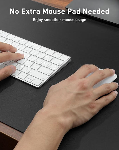 Aothia Faux Leather Desk Mat - Large Mouse Pad, Non-Slip PU Leather Blotter, Waterproof Writing Surface for Office and Home (Black, 63" x 24")