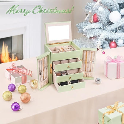 Dajasan Large Jewelry Boxes for Women, Jewelry Holder Organizer Box, Jewelry Storage Organizer, Jewelry Gift Box for Christmas, Valentine's Day, Birthday, Mother's Day (Avocado Green)