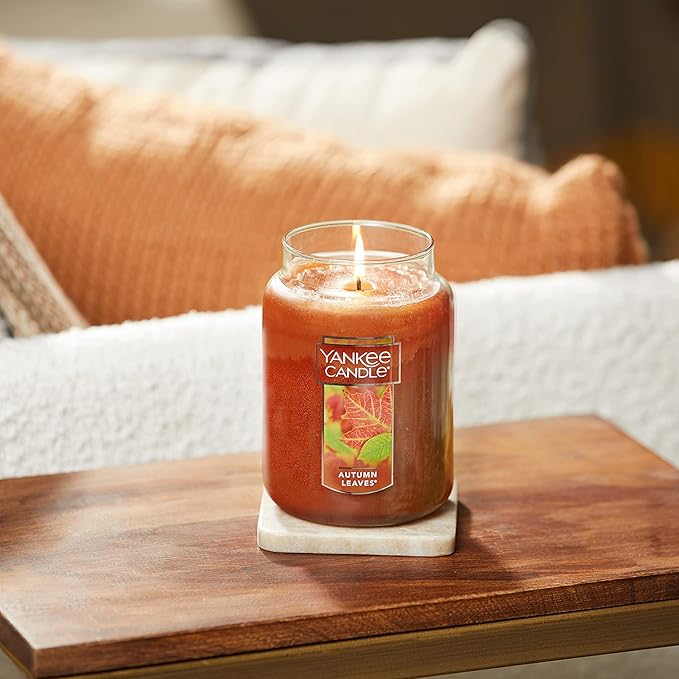 Yankee Candle Autumn Leaves Scented Classic 22oz Large Jar Single Wick Aromatherapy Candle Over 110 Hours of Burn Time Apothecary Jar Fall Scented for Home