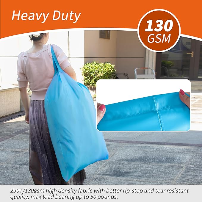 Polecasa Extra Heavy-Duty Laundry Bag 28x36”- Machine Washable Large Storage Bag with Reinforced Handles & Drawstring Closure & ID Tag for College Dorm Travel -Gulf Blue