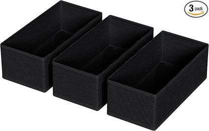 3 PACK Drawer Organizer Clothes，drawer Divider， Dresser Drawer Storage for Sock, Underwear, Bra，Panties，Belt, Tie, Stockings, Leggings & Accessories (Black)