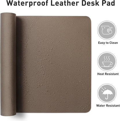Aothia Faux Leather Desk Mat - Non-Slip PU Leather Desk Blotter, Waterproof Writing Surface, Large Desk Pad for Office & Home (Coffee, 55" x 17")