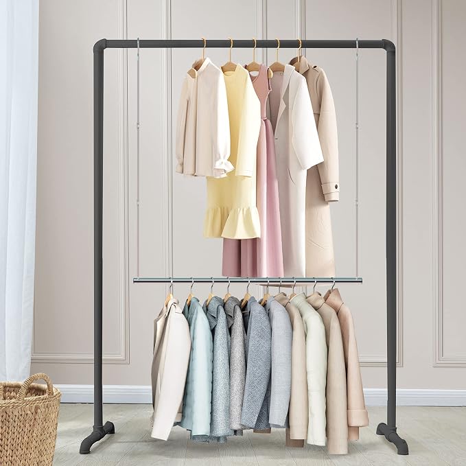 STO STO 2 Pack Closet Hanging Rod, Length and Height Adjustable Closet Rod, Space Saving Metal Closet Extender Hanging Bar for Hanging Clothes, Closet, Chrome