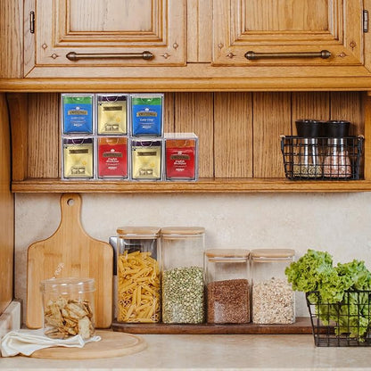 ELLDOO 2 Drawers Tea Bag Organizer, Clear Acrylic Stackable Tea Bag Storage Holder for Kitchen Pantry, Coffee Pod Snack Storage for Countertop Cabinet