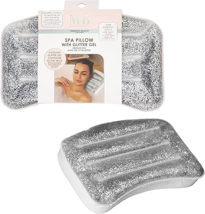 Glitter Gel Cooling Spa Pillow – Bathtub & Hot Tub Relaxation Cushion | Neck & Head Support Bath Pillow | Luxury Spa Accessory Gift for Women – Ultimate Comfort & Relaxation