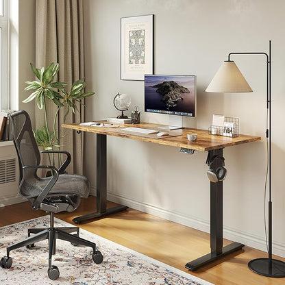 Agilestic Electric Standing Desk, 55 x 24 Inches Height Adjustable Desk, Sit Stand up for Work Office Home, Ergonomic Rising Computer Table with Memory Preset, Rustic Brown