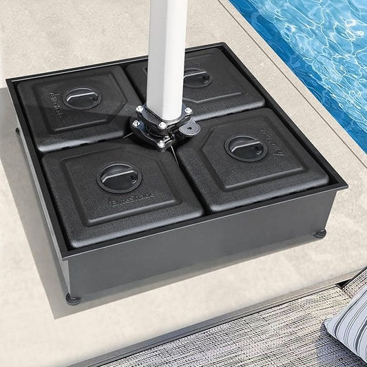 EliteShade USA 33" x 33" Offset Patio 300LBS Umbrella Base Sand/Water Filled Square Umbrella Stand,Black Umbrella Base